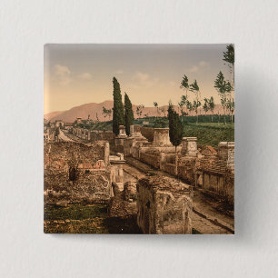 Straat van de Tombs, Pompeii, Campanië, Italië Vierkante Button 5,1 Cm