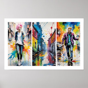 Straat van kleur poster