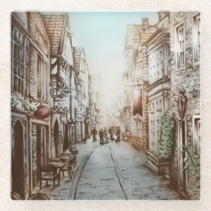 Straat van Parijs, Frankrijk - Pastorale kunst Glazen Onderzetter