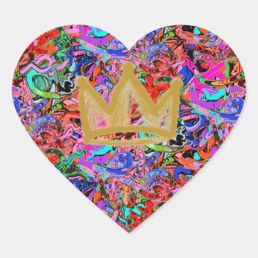 Straatachtige graffiti met kroon hart sticker (Voorkant)