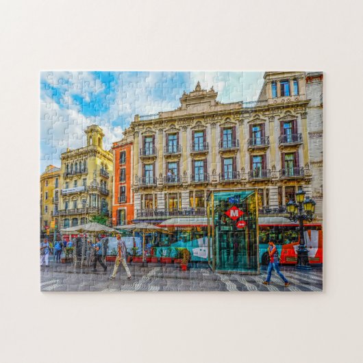 Straatbeeld in Barcelona. Legpuzzel (Horizontaal)