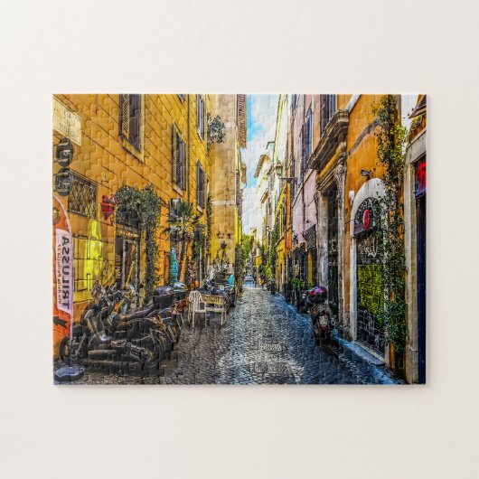 Straatbeeld Rome. Legpuzzel (Horizontaal)