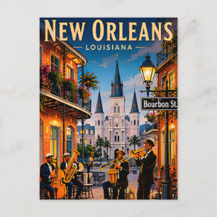 🎷 Straatbeelden van de Franse wijk in New Orleans Briefkaart