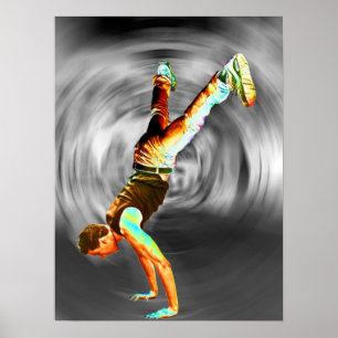 Straatdansen, grijs/zwarte achtergrond poster