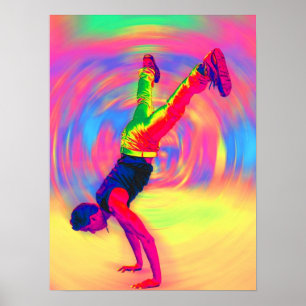 Straatdansen, regenboog, Radiaal Poster