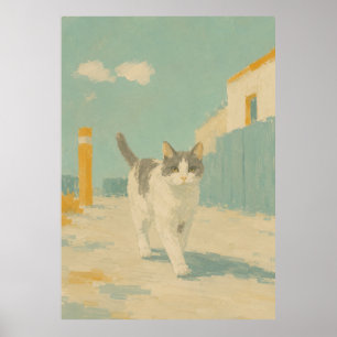 Straatkat Impressionistische Olie Schildering Zono Poster
