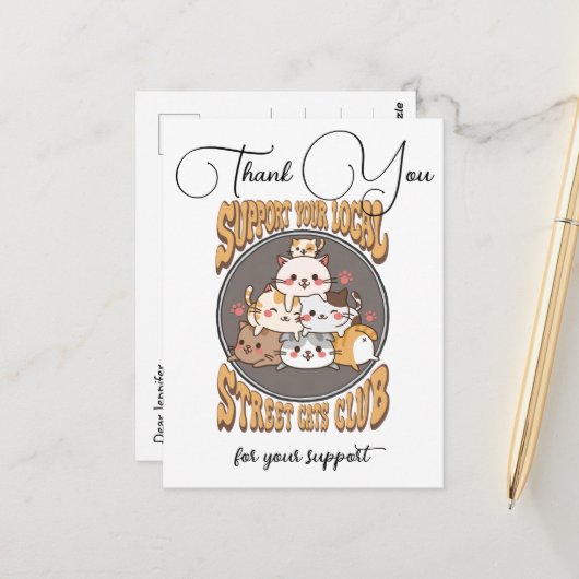 Straatkattenclub op maat briefkaart (Voorkant / Achterkant in situ)