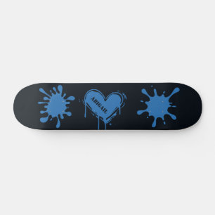 Straatkunst Hart Naam Azure Blauwe Spat Skateboard