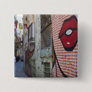 Straatkunst op Calle de la Libertad straat Vierkante Button 5,1 Cm