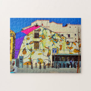 Straatkunst van Madrid. Legpuzzel