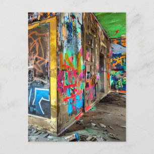 Straatkunst verlaten gebouw   Contact houden Briefkaart