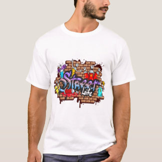 Straatleven Graffiti Kunst Kleuren Muur T-shirt