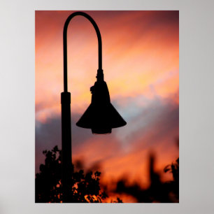 Straatlicht Silhouet Afdruk Poster