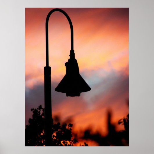 Straatlicht Silhouet Afdruk Poster (Voorkant)