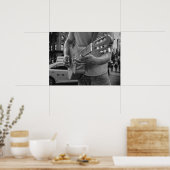 Straatmuzikant Vintage Urban Poster (Keuken)