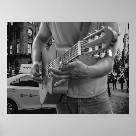 Straatmuzikant Vintage Urban Poster (Voorkant)