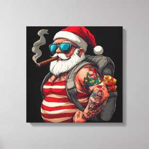 Straatrebel Getatoeëerde Kerstman Canvas Afdruk