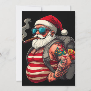 Straatrebel Getatoeëerde Kerstman Feestdagenkaart