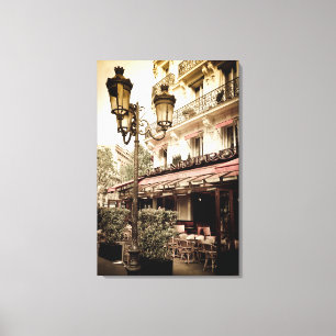 Straatrestaurant, Parijs, Frankrijk Canvas Afdruk