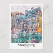 Straatsburg Frankrijk Reizen Waterverf Hand geteke Briefkaart (Voorkant)