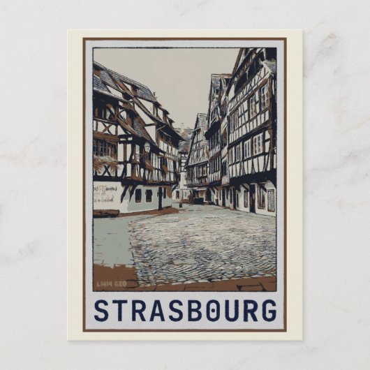 Straatsburg Historische afbeelding van het centrum Briefkaart (Voorkant)