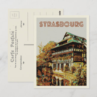 Straatsburg typische huisillustratie Frankrijk Briefkaart