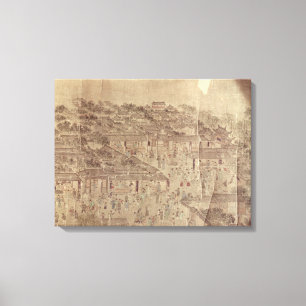 Straatscène, Chinees, Ming Dynasty Canvas Afdruk