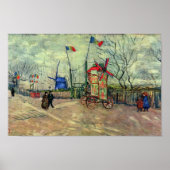 Straatscène in Montmartre Le Moulin à Poivre tegen Poster (Voorkant)