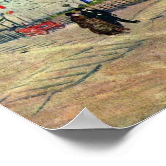 Straatscène in Montmartre Le Moulin à Poivre tegen Poster (Hoek)