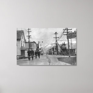 Straatscène in Valdez, Alaska-foto Canvas Afdruk