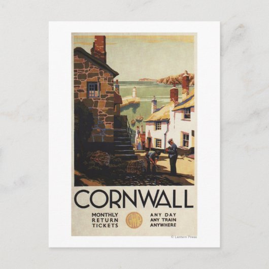 Straatscène met twee Mannen Briefkaart (Voorkant)