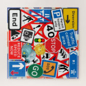 Straatsignalen met glimlach Sun Legpuzzel (Horizontaal)