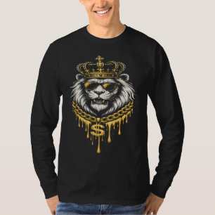 Straatstijl Felle Leeuw Met Kroon En Ketting T-shirt