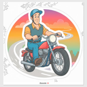 🏍️ Straattcartoonrijder Motorfiets Bewegingskunst Sticker