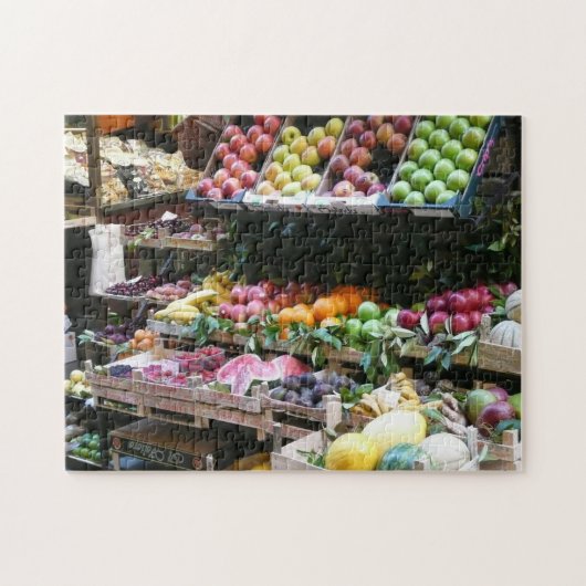 Straatverkoper, Italiaanse fruitmarkt Legpuzzel (Horizontaal)