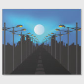 Straatverlichting en moon cadeaupapier (Vlak)
