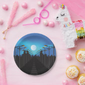 Straatverlichting en moon papieren bordje (Feest)