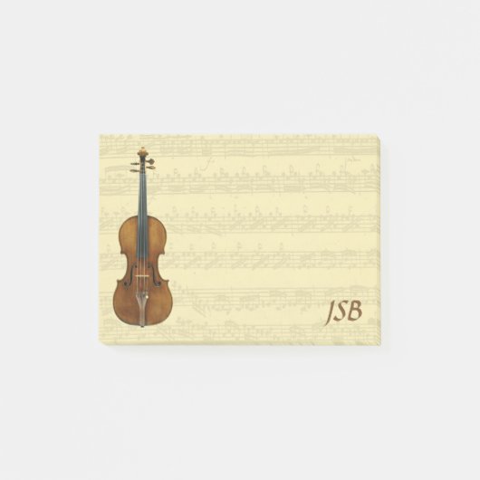 Stradivari Violin Bach Partita Manuscript Monogram Post-it® Notes (Voorkant)