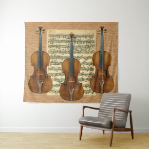 Stradivarius Violin Trio Bach Chaconne Manuscript Wandkleed
