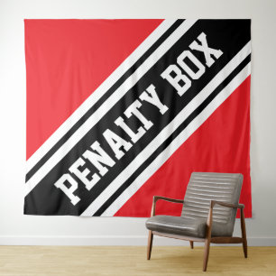 STRAFBOX Fel Sportief Rood Zwart Wit Strepen Wandkleed
