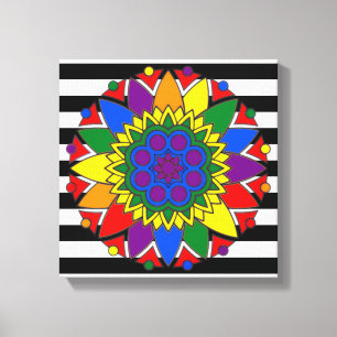 Straight Ally Flag Colors LGBT Support Mandala Canvas Afdruk