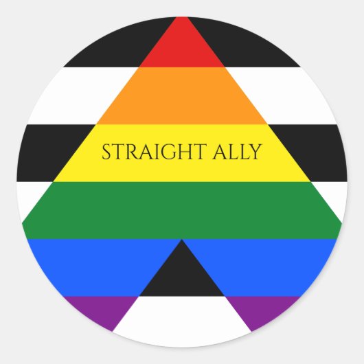 Straight Ally Pride Ronde Sticker (Voorkant)