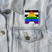 Straight Ally Pride Vierkante Button 5,1 Cm (In situ)