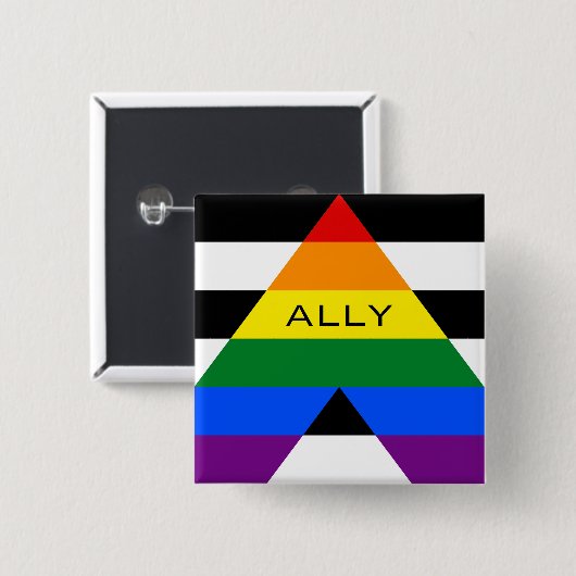 Straight Ally Pride Vierkante Button 5,1 Cm (Voorkant /achterkant)