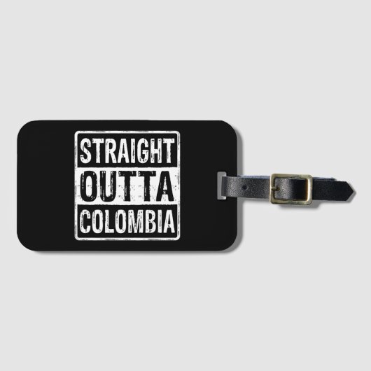Straight Out Colombia Zwart Wit Bagagelabel (Voorkant (horizontaal))