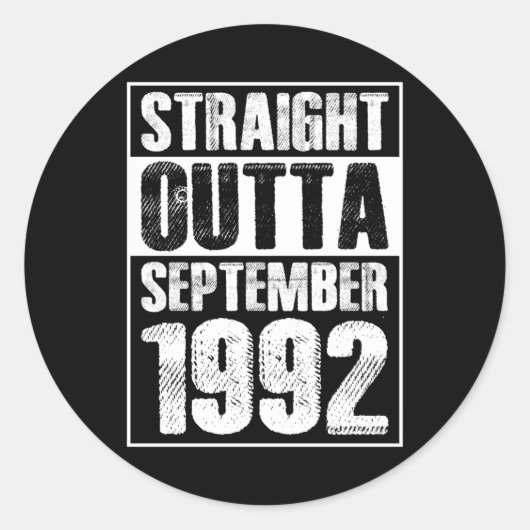Straight Outta 1992 29th Birthday Ronde Sticker (Voorkant)