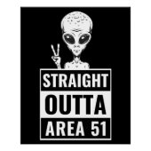 Straight Outta Area 51 Alien Peace Sign-Poster Perfect Poster (Voorkant)