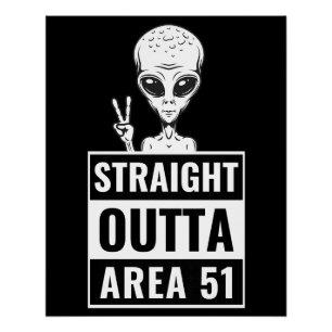 Straight Outta Area 51 Alien Peace Sign-Poster Perfect Poster