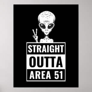 Straight Outta Area 51 Alien Peace Sign-Poster Poster