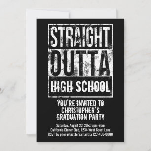 Straight Outta Custom Funny Graduation Party Kaart